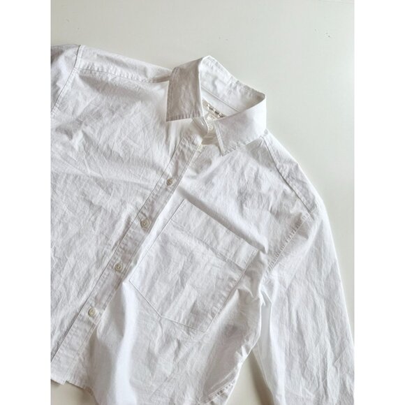 BANANA REPUBLIC White Cotton Poplin Cropped Button Down Skimmer Shirt, Size XS - Picture 6 of 14